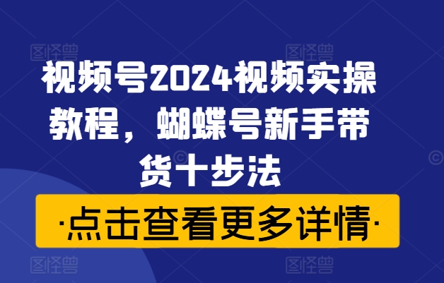 视频号2024视频实操教程，蝴蝶号新手带货十步法-指尖网