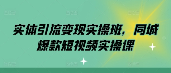 实体引流变现实操班，同城爆款短视频实操课-指尖网