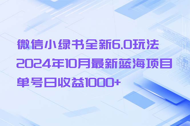 微信小绿书全新6.0玩法，2024年10月最新蓝海项目，单号日收益1000+-指尖网