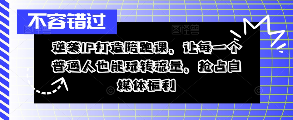 逆袭IP打造陪跑课，让每一个普通人也能玩转流量，抢占自媒体福利-指尖网