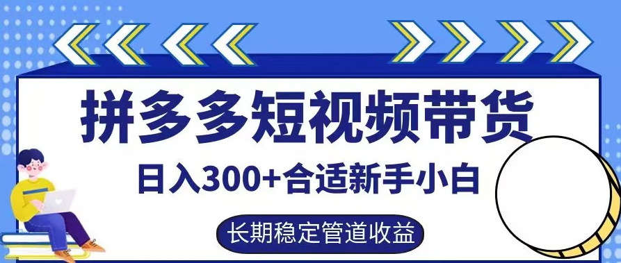 拼多多短视频带货日入300+有长期稳定被动收益，合适新手小白【揭秘】-指尖网