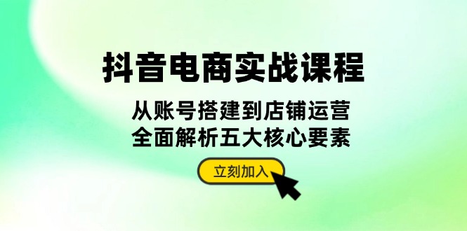 抖音 电商实战课程：从账号搭建到店铺运营，全面解析五大核心要素-指尖网