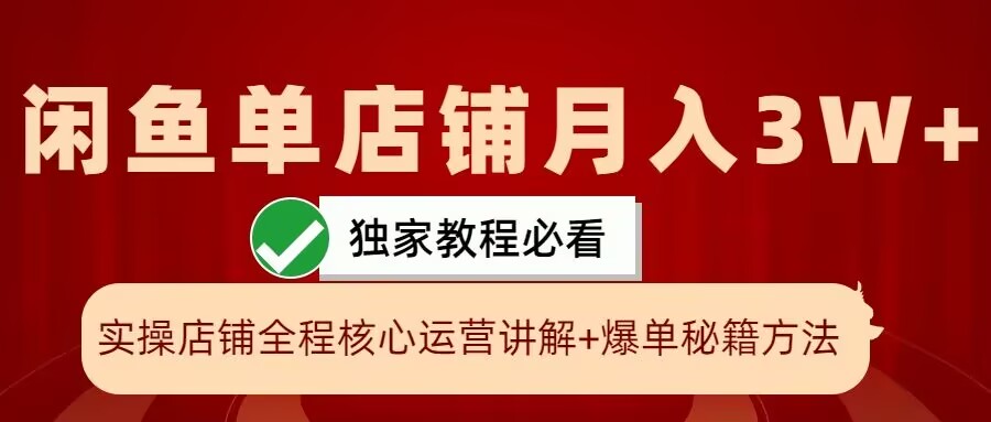 闲鱼单店铺月入3W+实操展示，爆单核心秘籍，一学就会【揭秘】-指尖网