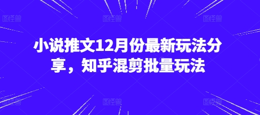 小说推文12月份最新玩法分享，知乎混剪批量玩法-指尖网