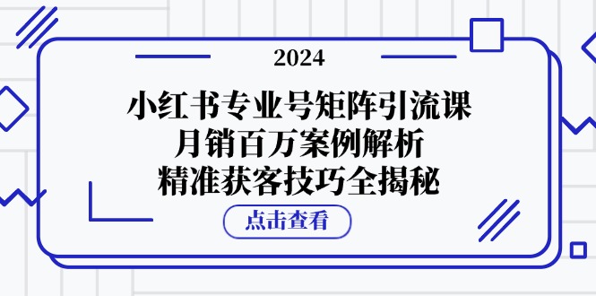 小红书专业号矩阵引流课，月销百万案例解析，精准获客技巧全揭秘-指尖网