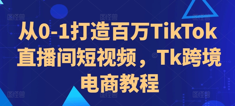 从0-1打造百万TikTok直播间短视频，Tk跨境电商教程-指尖网