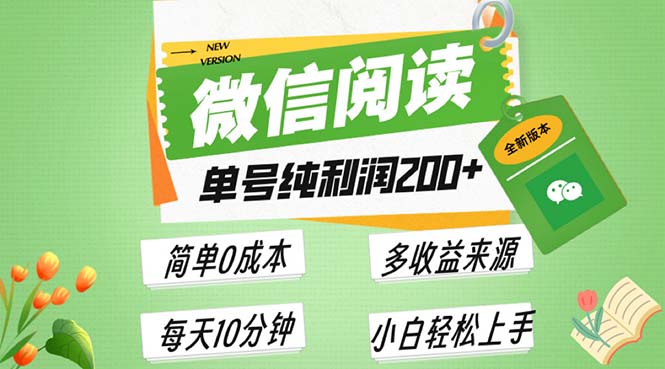 最新微信阅读6.0，每日5分钟，单号利润200+，可批量放大操作，简单0成本-指尖网