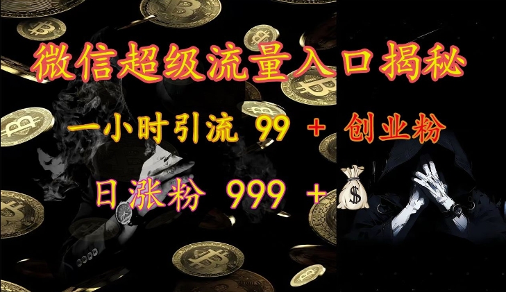 微信超级流量入口揭秘：一小时引流 99 + 创业粉，日涨粉 999 +-指尖网