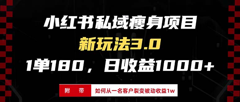 小红书瘦身项目3.0模式，新手小白日赚收益1000+(附从一名客户裂变收益...-指尖网