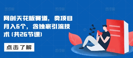 网创天花板赛道，卖项目月入6个，含独家引流技术(共26节课)-指尖网