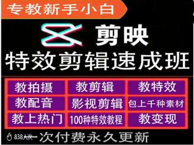 剪映特效教程和运营变现教程，特效剪辑速成班，专教新手小白-指尖网