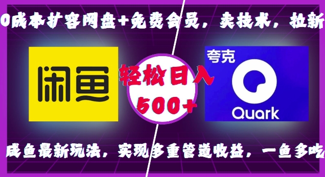 0成本扩容网盘+免费会员，卖技术，拉新，咸鱼最新玩法，实现多重管道收益，一鱼多吃，轻松日入500+-指尖网