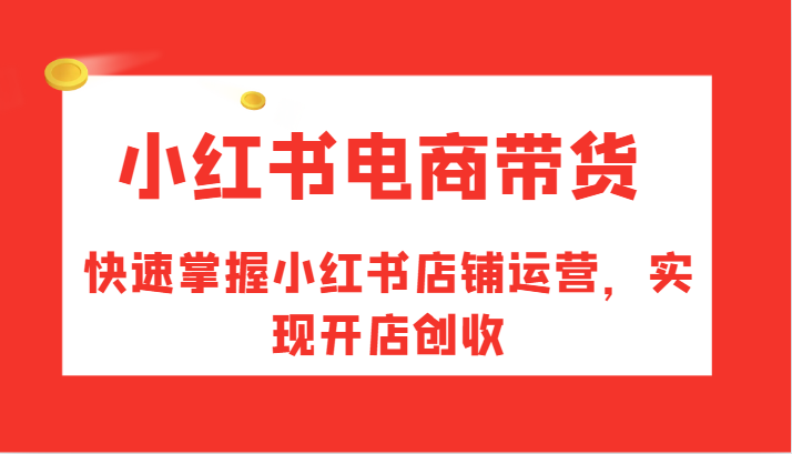 小红书电商带货，快速掌握小红书店铺运营，实现开店创收-指尖网