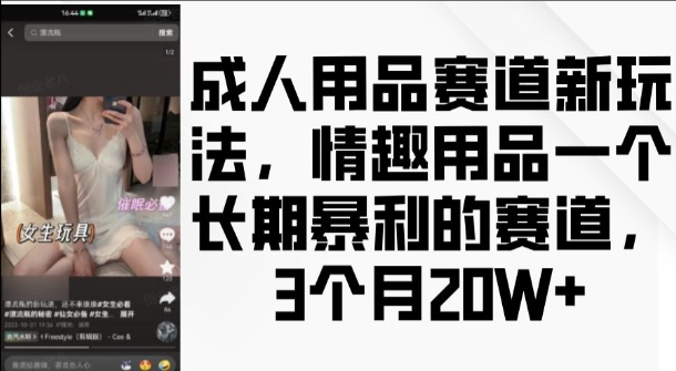 成人用品赛道新玩法，情趣用品一个长期暴利的赛道，3个月收益20个【揭秘】-指尖网