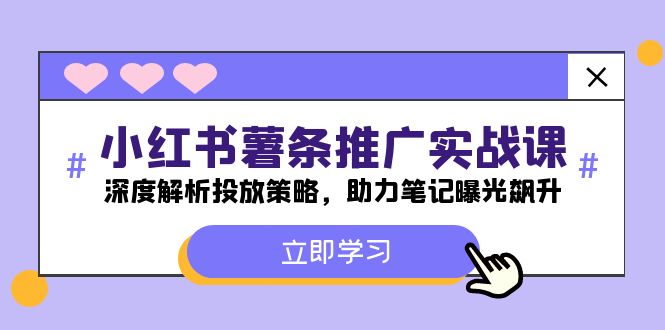 小红书-薯条推广实战课：深度解析投放策略，助力笔记曝光飙升-指尖网