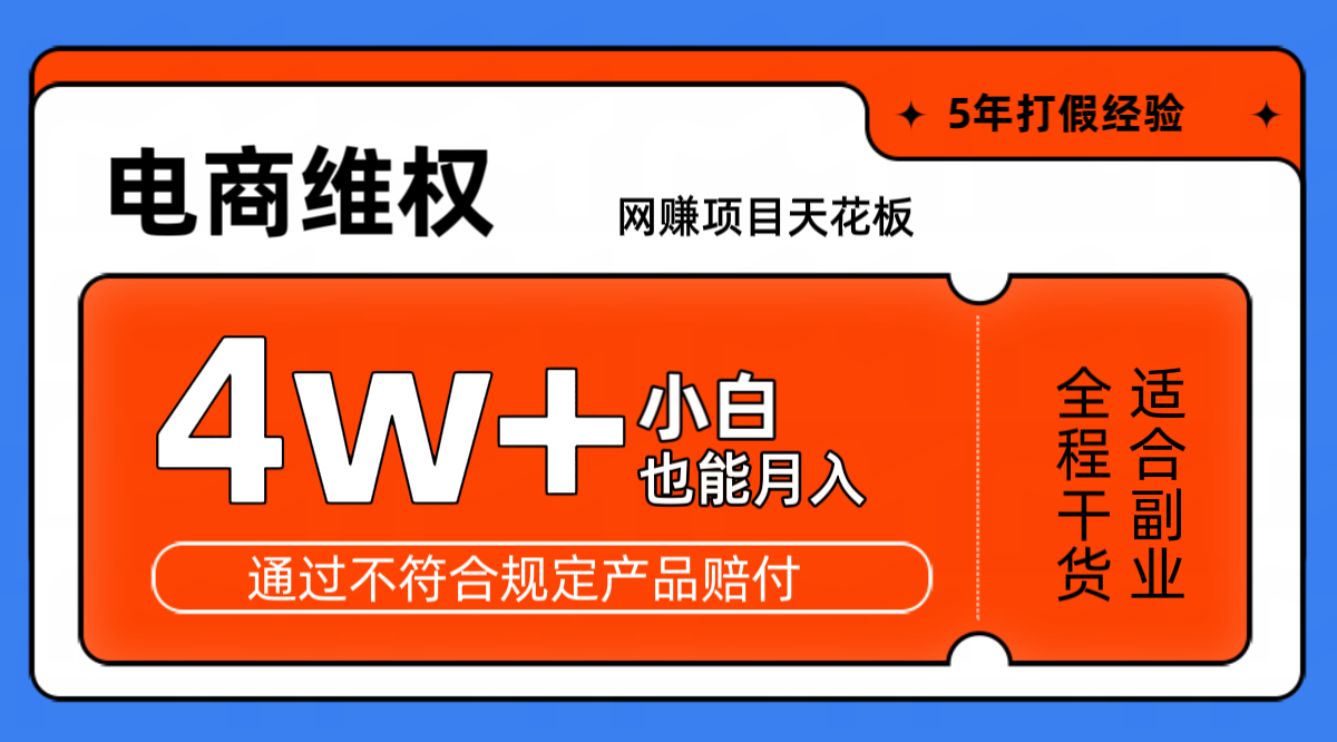 网赚项目天花板电商购物维权月收入稳定4w+独家玩法小白也能上手-指尖网