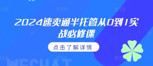 2024速卖通半托管从0到1实战必修课，掌握通投广告打法、熟悉速卖通半托管的政策细节-指尖网