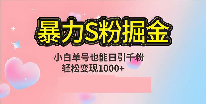 单人单机日引千粉，变现1000+，S粉流量掘金计划攻略-指尖网