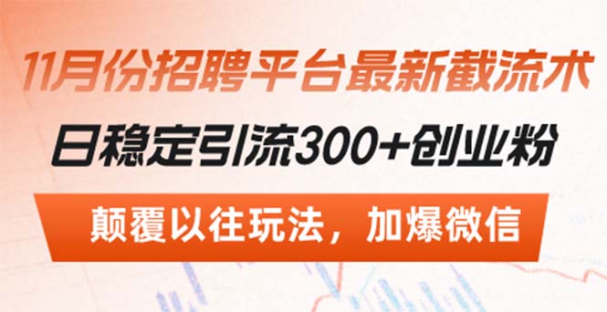 招聘平台最新截流术，日稳定引流300+创业粉，颠覆以往玩法 加爆微信-指尖网