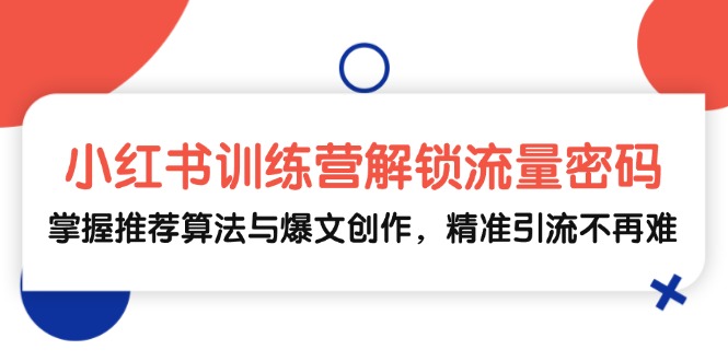 小红书训练营解锁流量密码，掌握推荐算法与爆文创作，精准引流不再难-指尖网