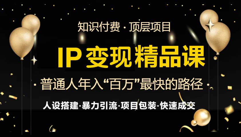 IP变现最新精品课程，知识付费全流程+最强引流术+小白避坑指南-指尖网